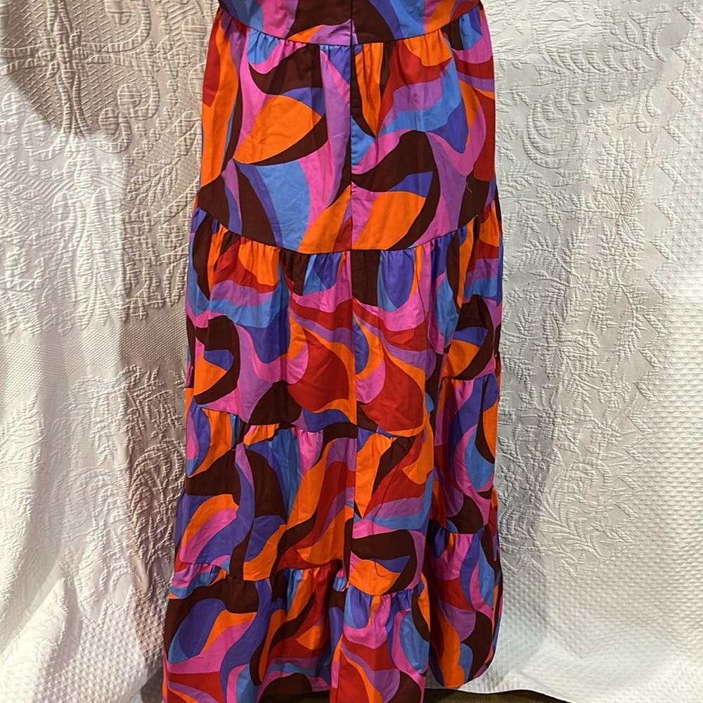 Peach Love multicolored tiered maxi‎ dress, size small - Picture 11 of 14